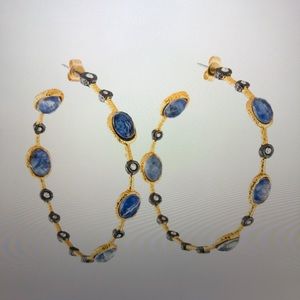 Crystal and Quartz Hoop Earrings